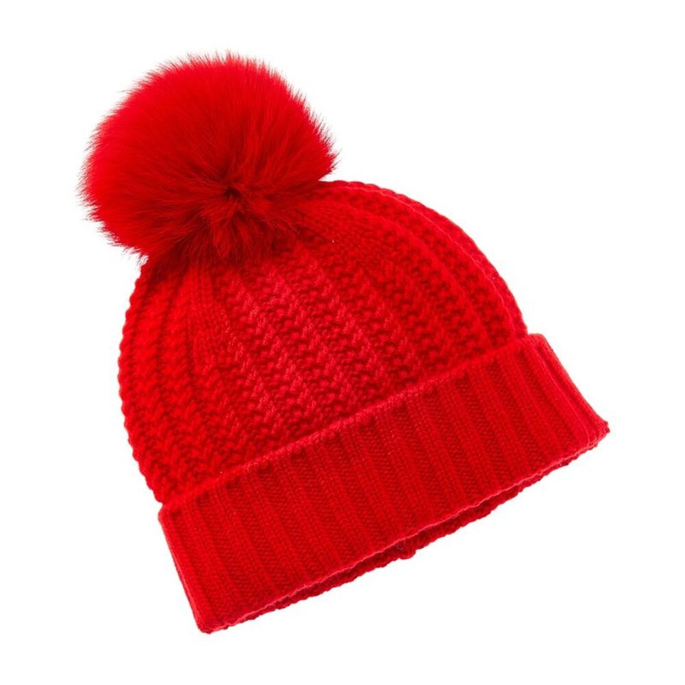 Sofiacashmere Textured Cable Cashmere Hat, Red